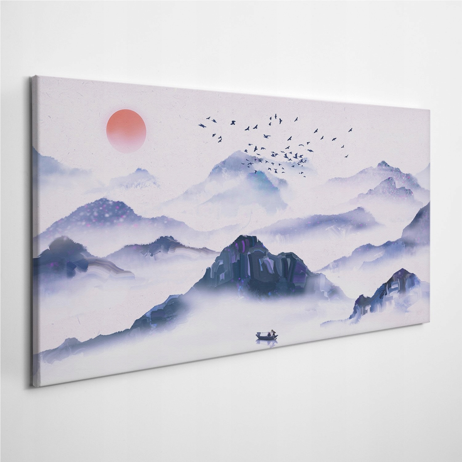 

Obraz na płótnie Góry Mgła Ptak Atrament 100x50 cm