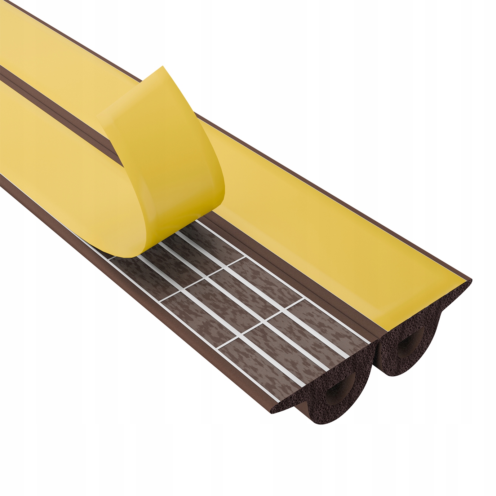 Těsnění do okenních dveří Samolepicí Tlumící bronz Typ P 9x5,5 mm 100 m