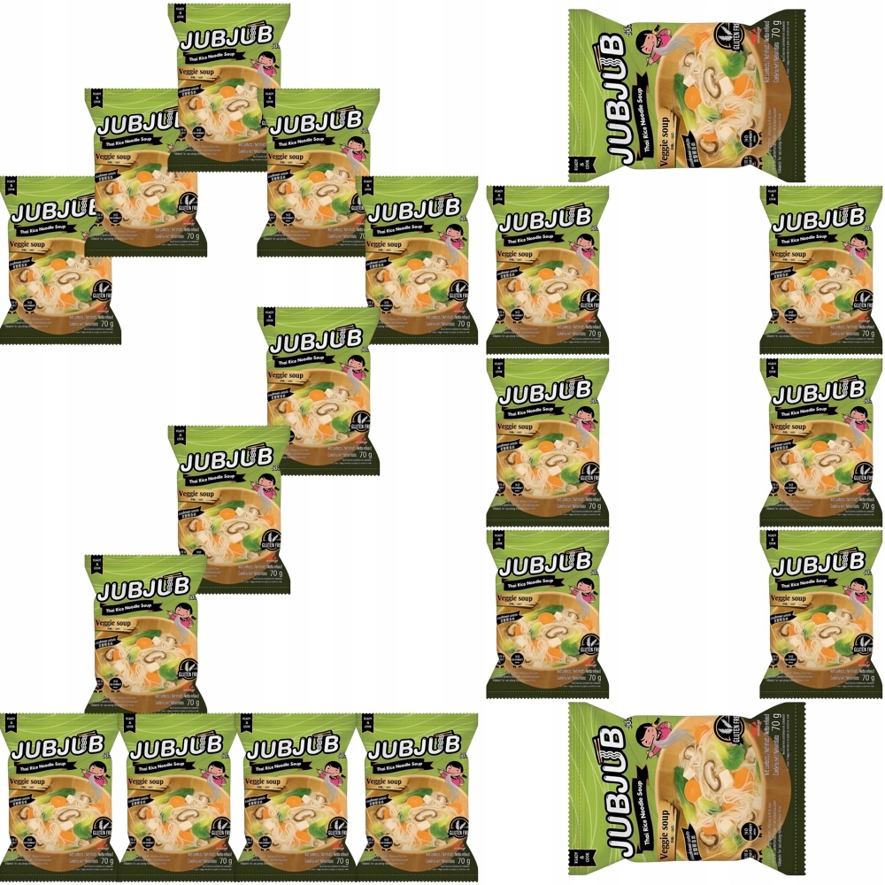 20 x Thajská instantní polévka Rýžové těstoviny Veggie 70g Jub Jub