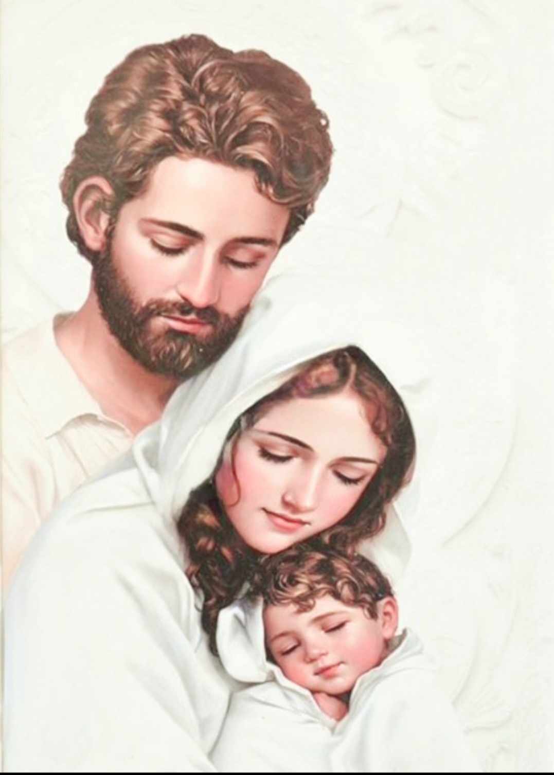 Diamantová výšivka Svatá rodina Bílé náboženství Maria Ježíš Čtverce 40x60 cm