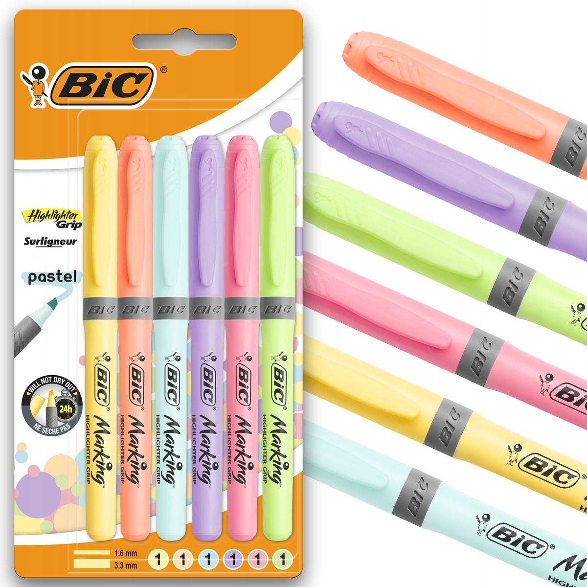 

Bic Highlighter Grip Zakreślacz 6 Kol Pastelowe