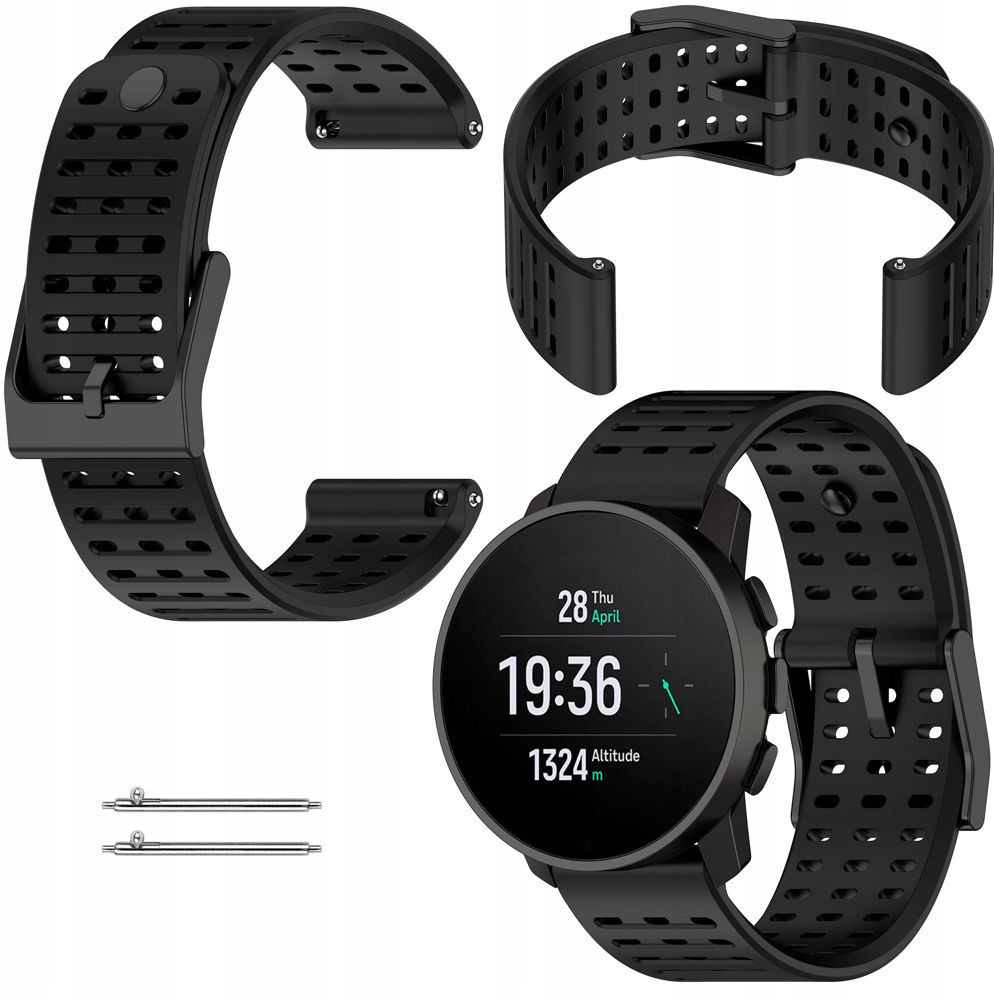 Pásek na hodinky 22 mm Ticco Univerzální silikon, černá spona, černá