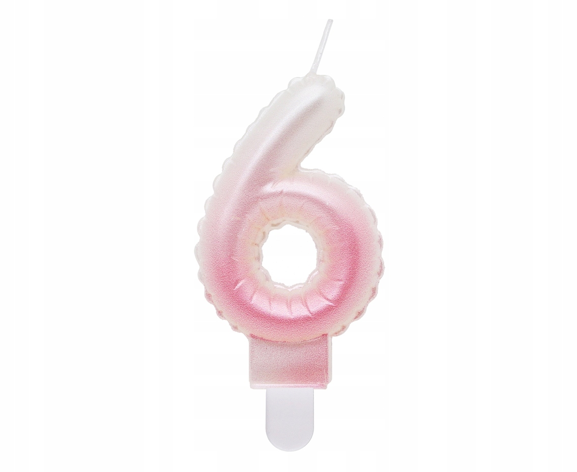 

Świeczka Cyfra 6 Ombre Perłowa Biało-Różowa 7 cm