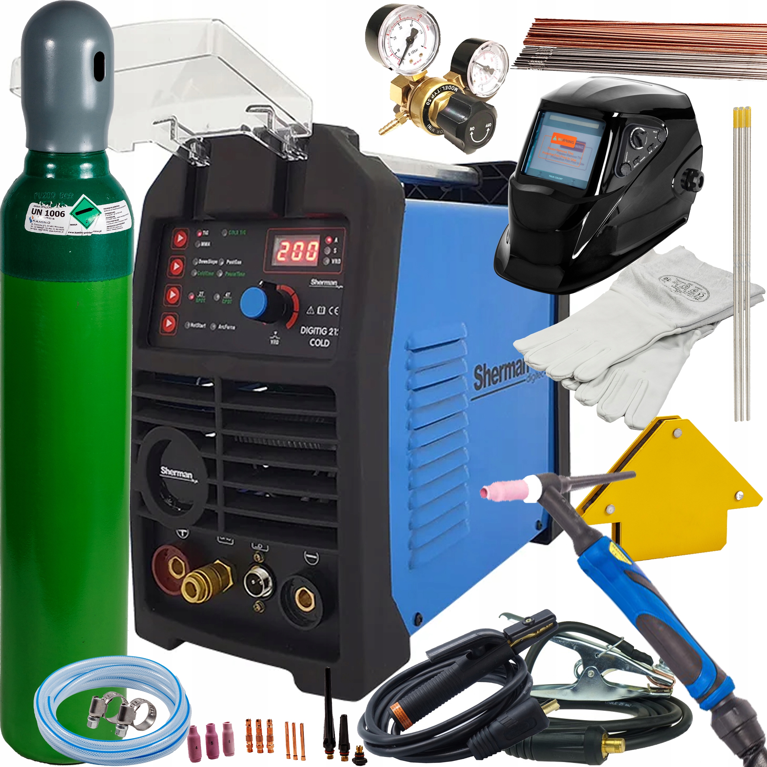 Svařovací stroj Digitig 212 Cold Tig Hf DC Mma Cold Tig 200A 230V Igbt SET1