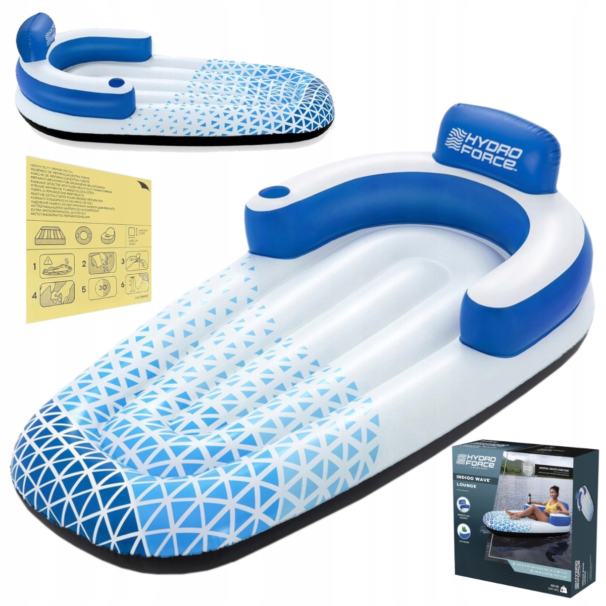 Materac Dmuchany do Pływania Fotel Leżak Plażowy Do Wody Bestway 43533