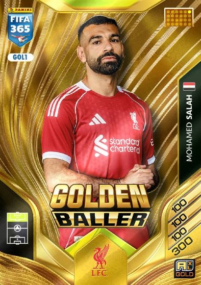 Panini Fifa 365 2026 Rare GOL1 Golden Baller Mohamed Salah Liverpool
