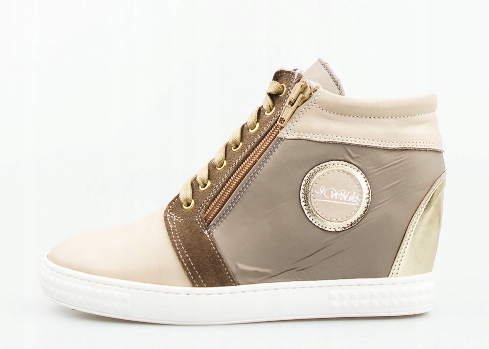 Béžové, Zlaté Kožené Kotníkové Tenisky 38