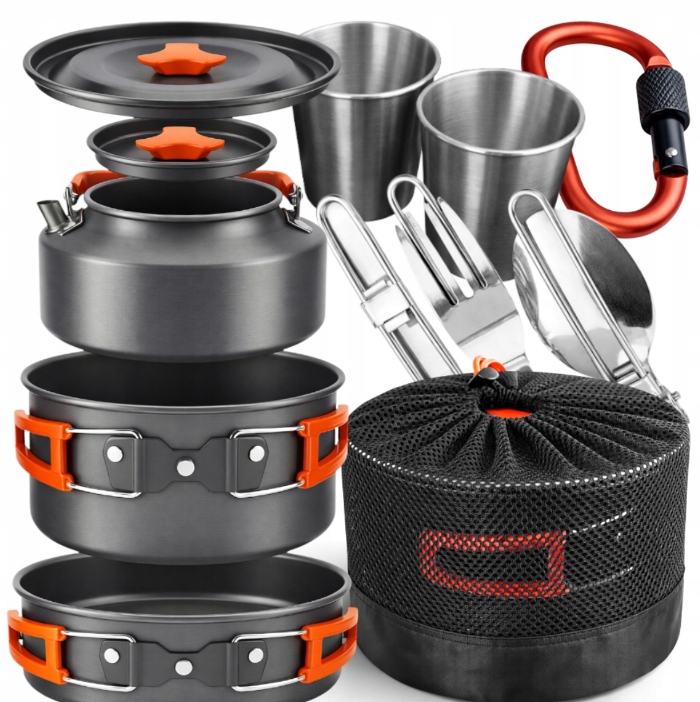 Velká Sada Pro Přežití Turistické Hrnce Pánev Kempingové Nádobí XXL