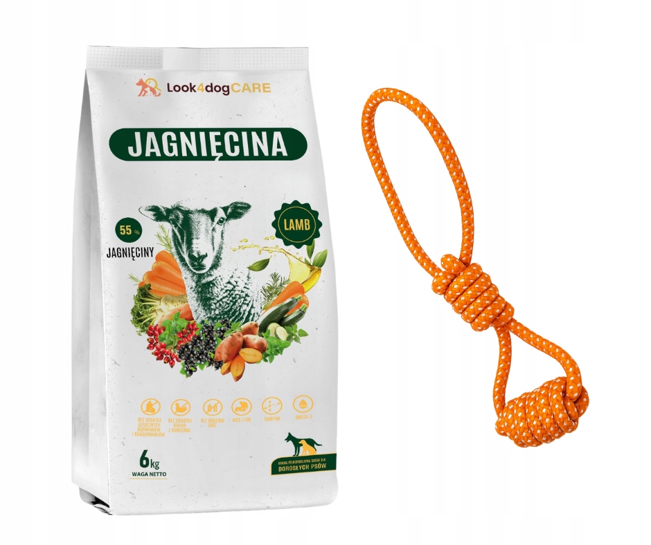 Krmivo pro psy Look4dog Care jehněčí bez obilovin Hračka Bonus 6 kg