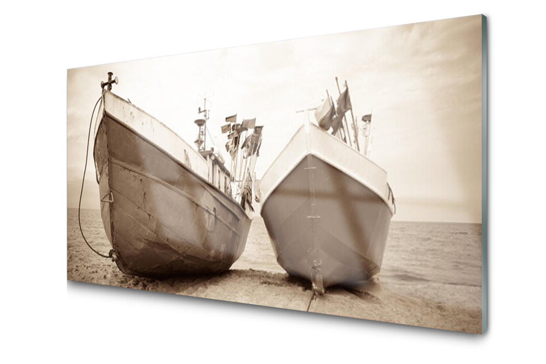 

Panel szklany dekor Łódki Woda 120x60 + Klej
