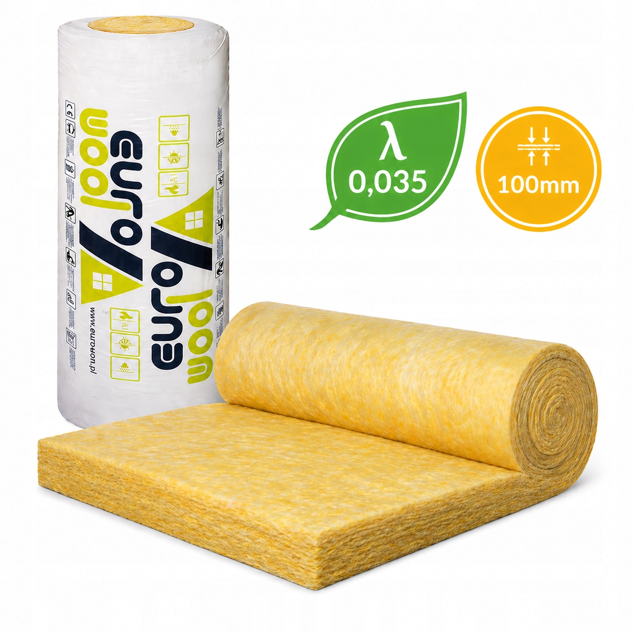 Wełna Szklana Eurowool M-17 Mineralna 035 100mm 10cm Poddasze 4,80m2 Rolka