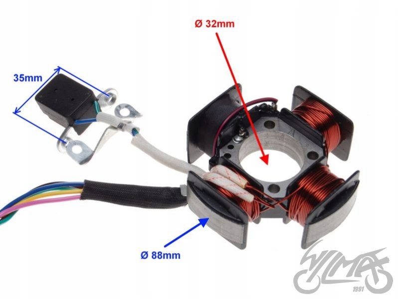 STATOR ISKROWNIK 4 CEWKI 5 PRZEWODÓW ROMET ZETKA Producent inny