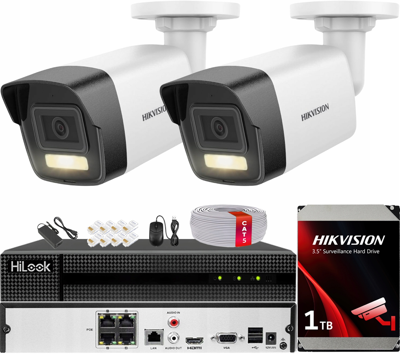 Monitorovanie 2 Ip Kamer 4MPX Inteligentné hybridné svetlo Hikvision MD2.0 1TB