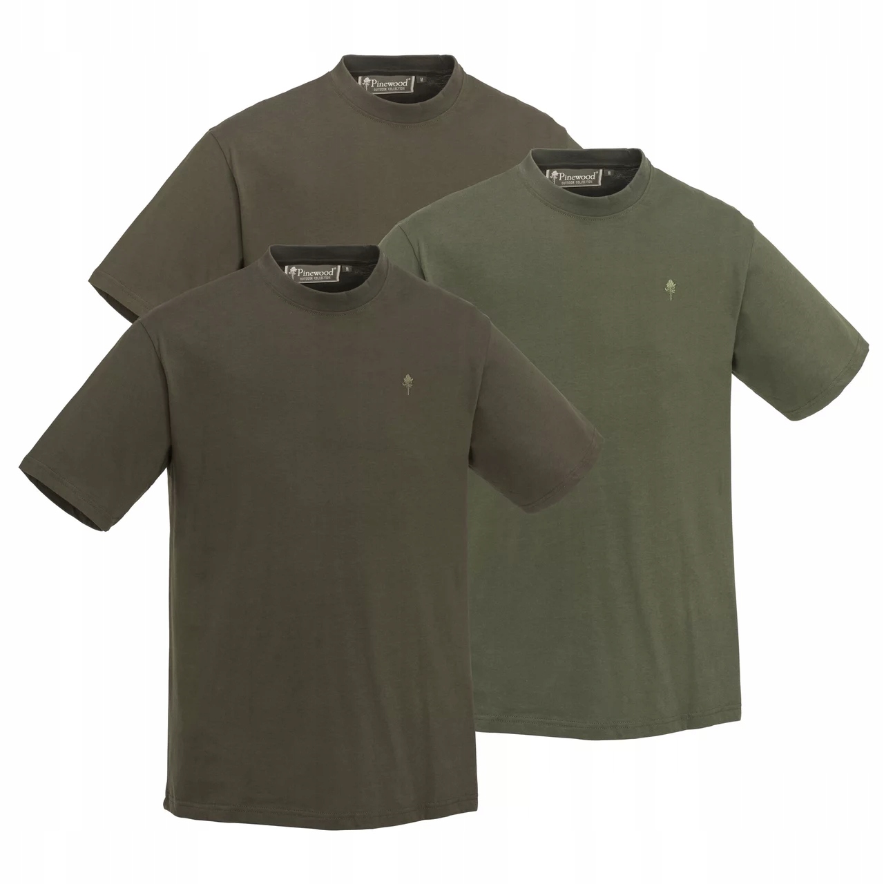 Koszulka myśliwska Pinewood T-Shirt 3-pack 5447 Green/H. Brown/Khaki XL