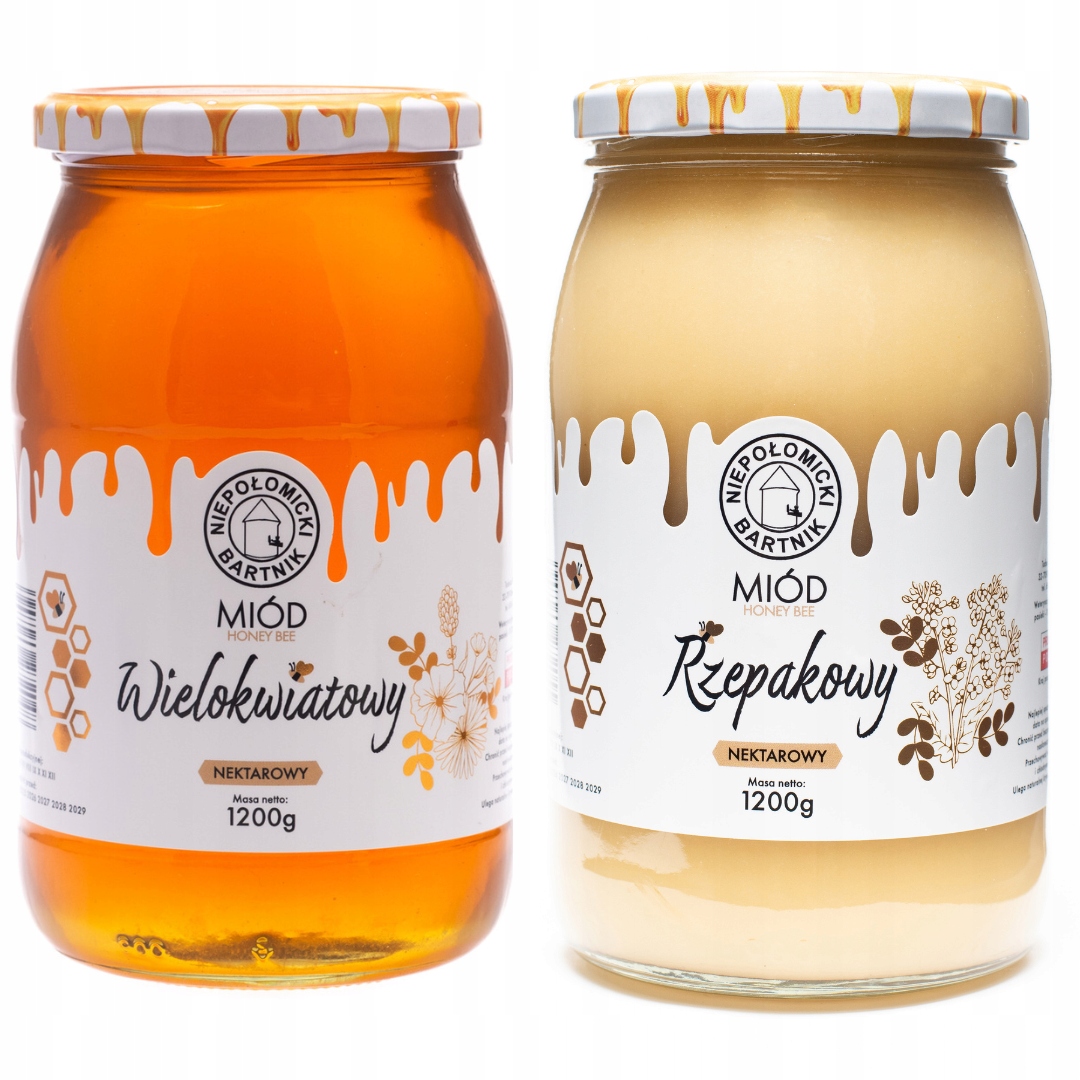 Levně Vícekvětý med 1200 g Řepkový med 1200 g Polský pravý s proužky