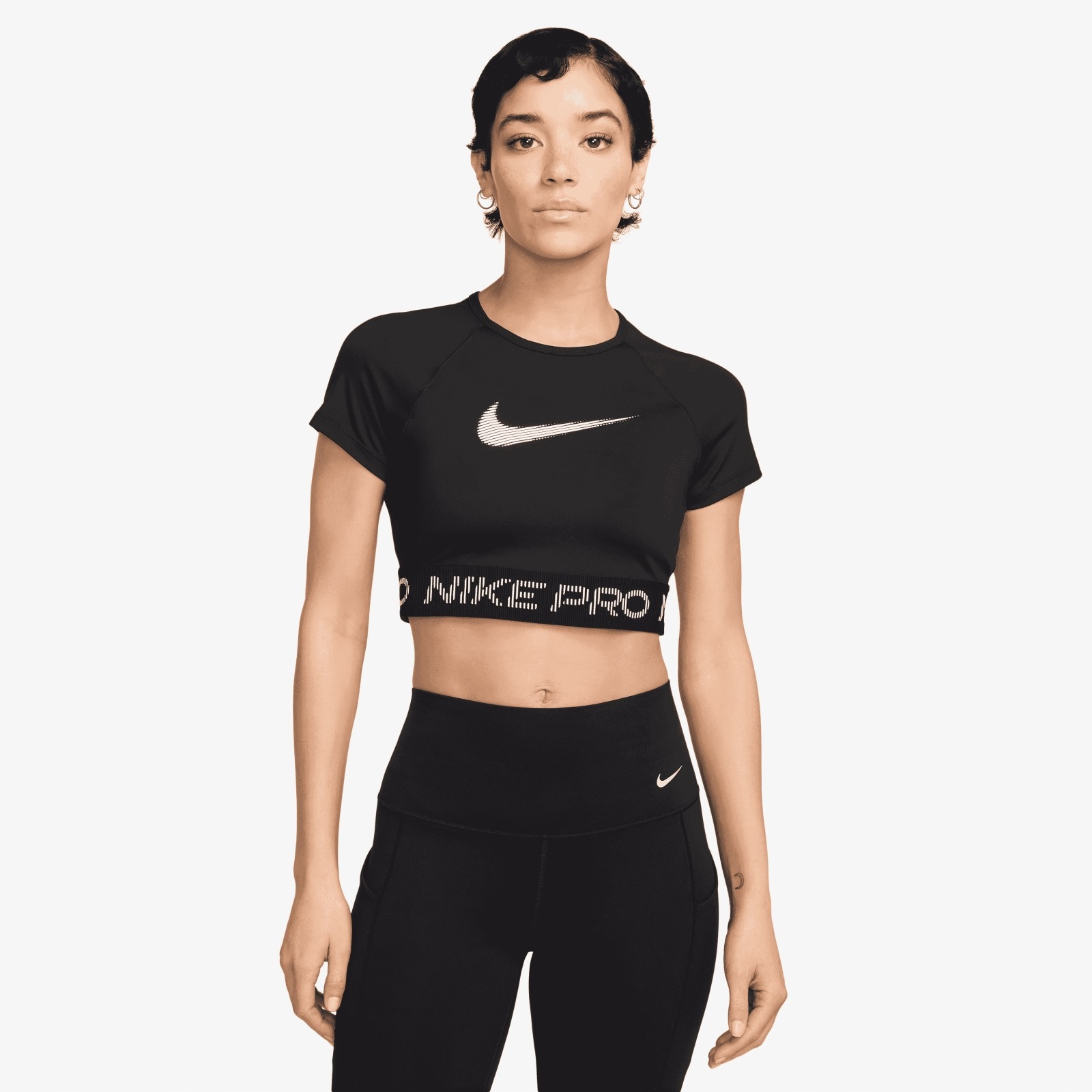 Dámské triko Nike Pro Womens Dri-FIT Short-Sleeve Cropped Graphic Top