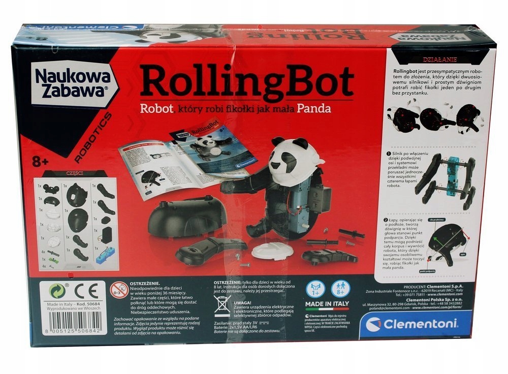 RollingBot Robot Panda Naukowa Zabawa Clementoni Wiek dziecka 8 lat +