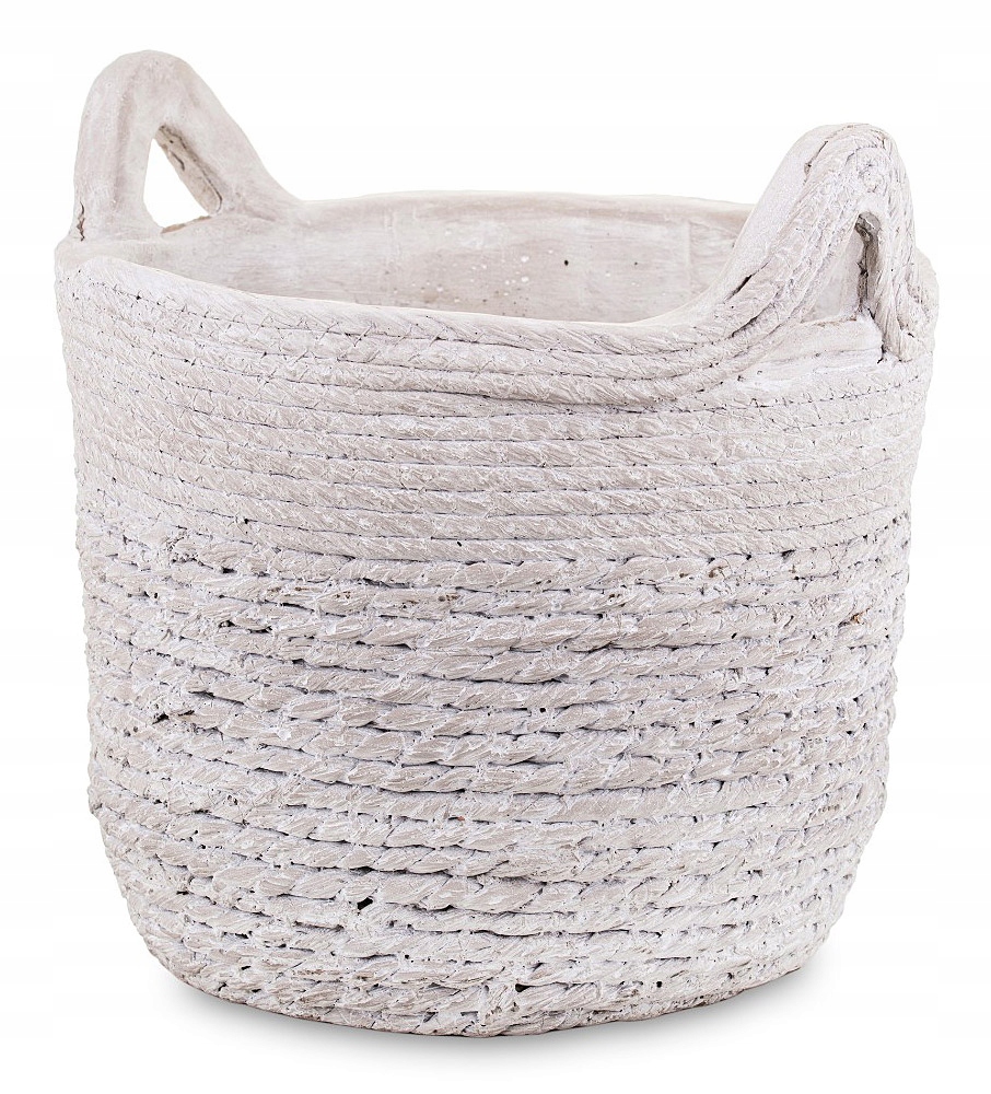 Květináč Obal Na Květináč Bílý Krémový 25x25 cm Zdobený