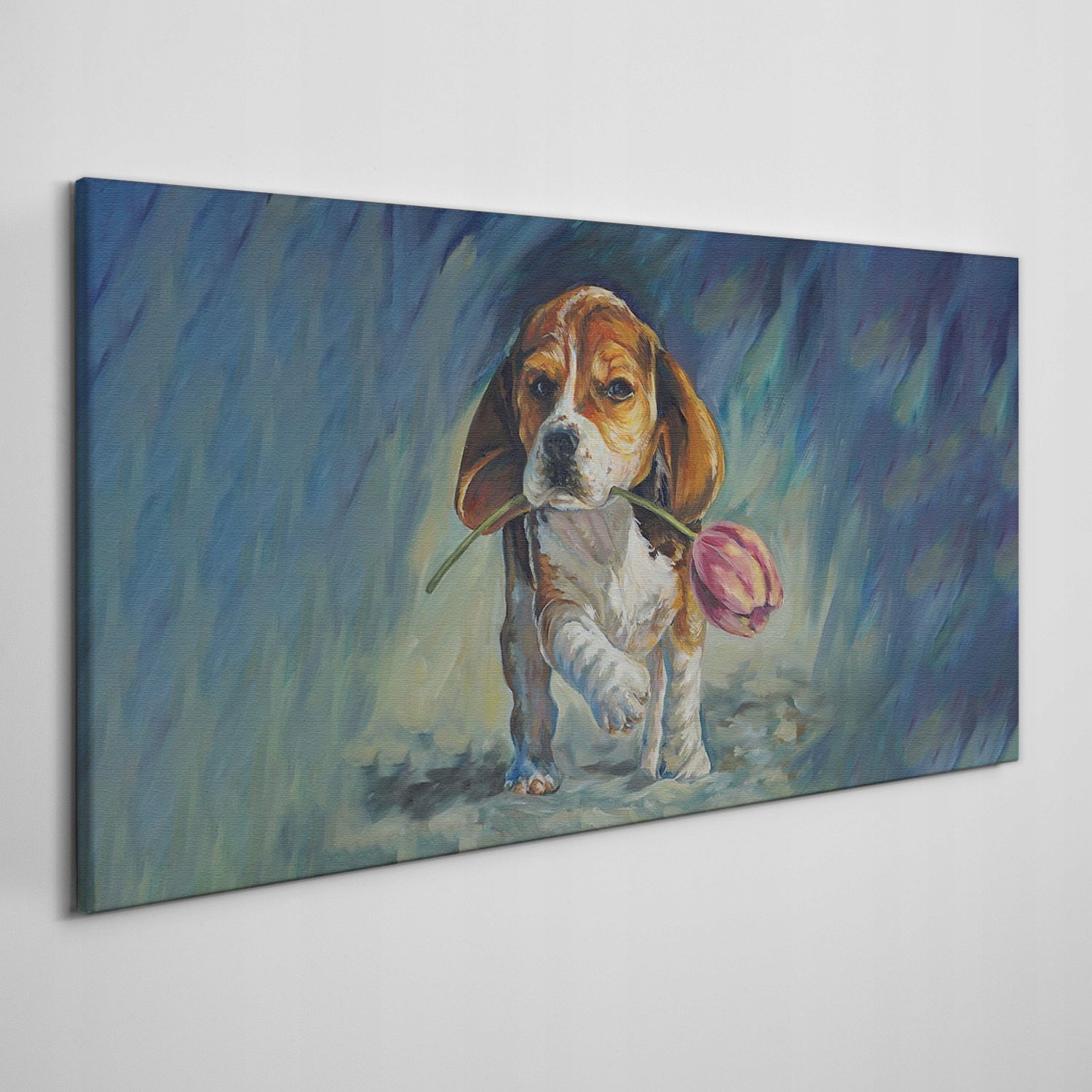 

Obraz na ramie płótno Zwierzę pies kwiat 100x50 cm