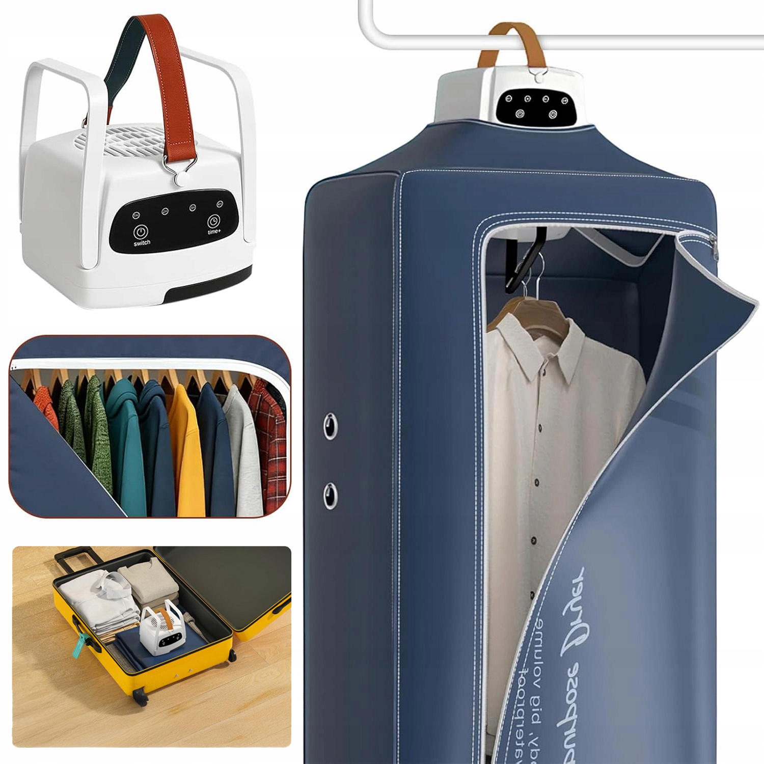 Levně Sušák Přenosná 600W Skládací Tichá, Rychleschnoucí, Modrá, Odolná