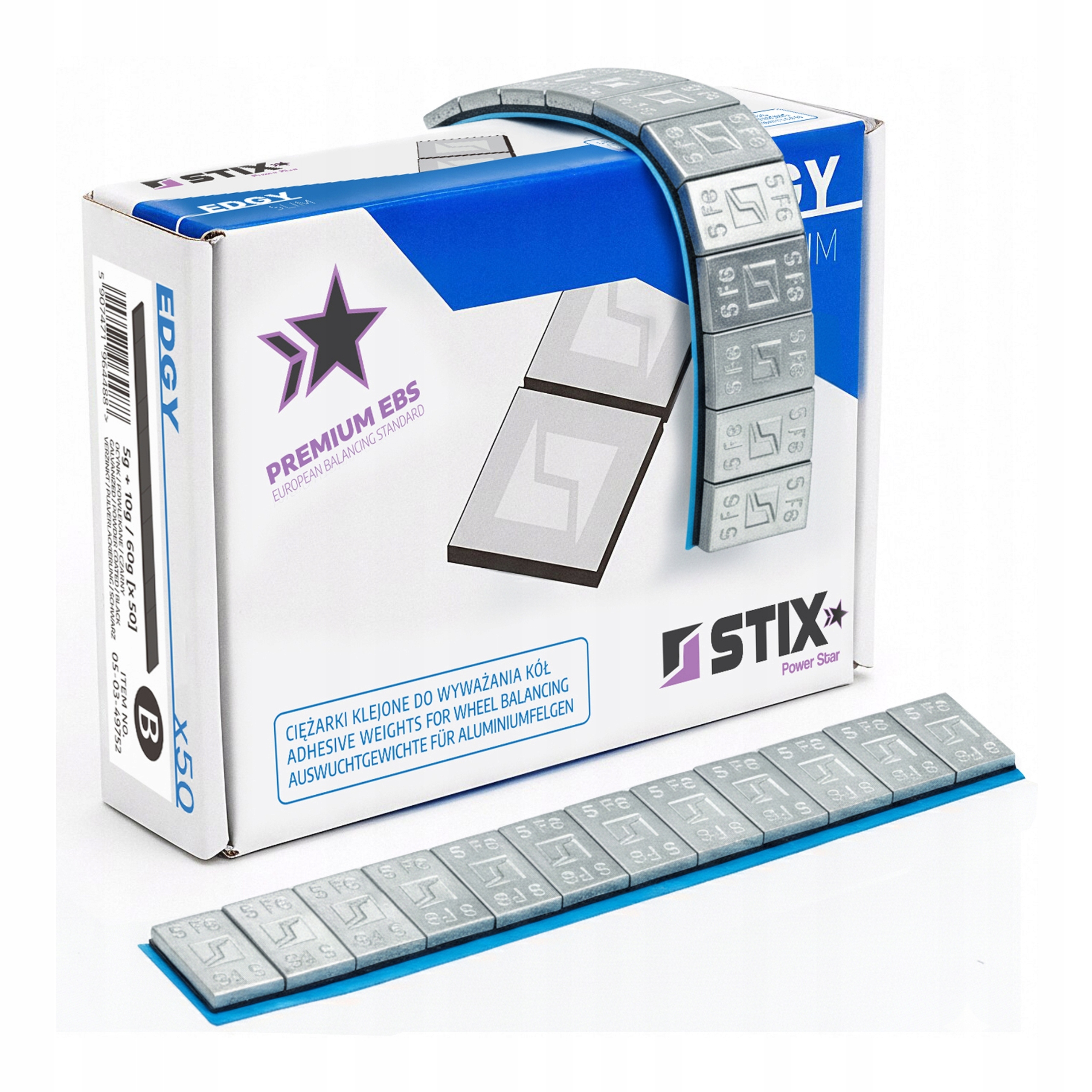 Ciężarki Klejone 12x 5g 50szt Edgy Slim Ocynkowane Do Felg Aluminiowych