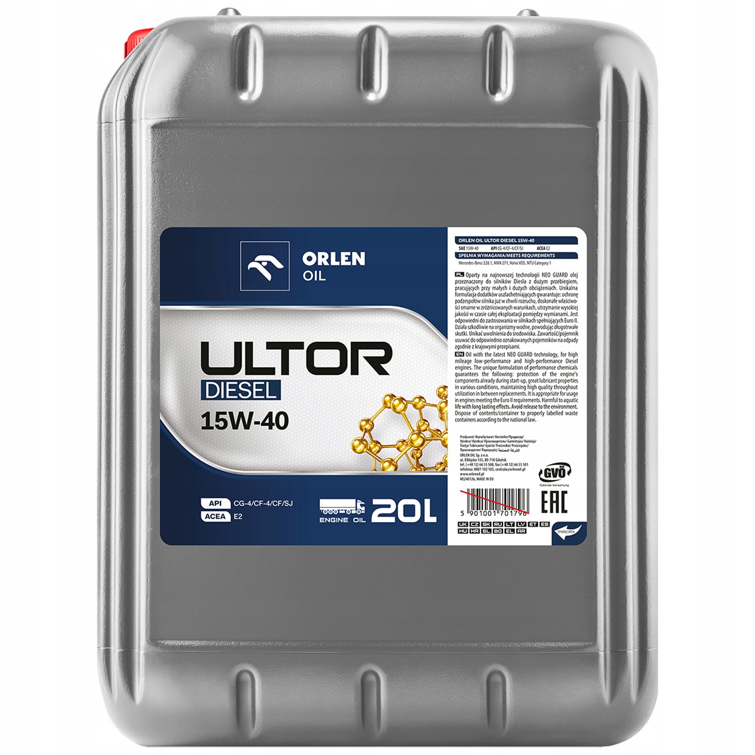 Olej Silnikowy Mineralny do Ciężarówek Orlen Oil Ultor Diesel 15W-40 20L