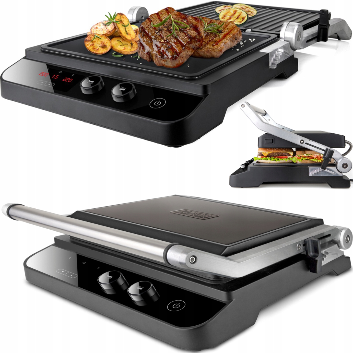 Elektrický Rozkládací Gril Panini Pro Sendviče Black+Decker 2000 W