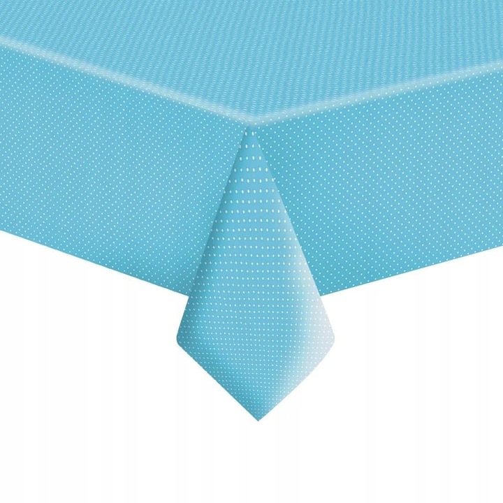 Obrus papierowy niebieski w białe kropki 120x180
