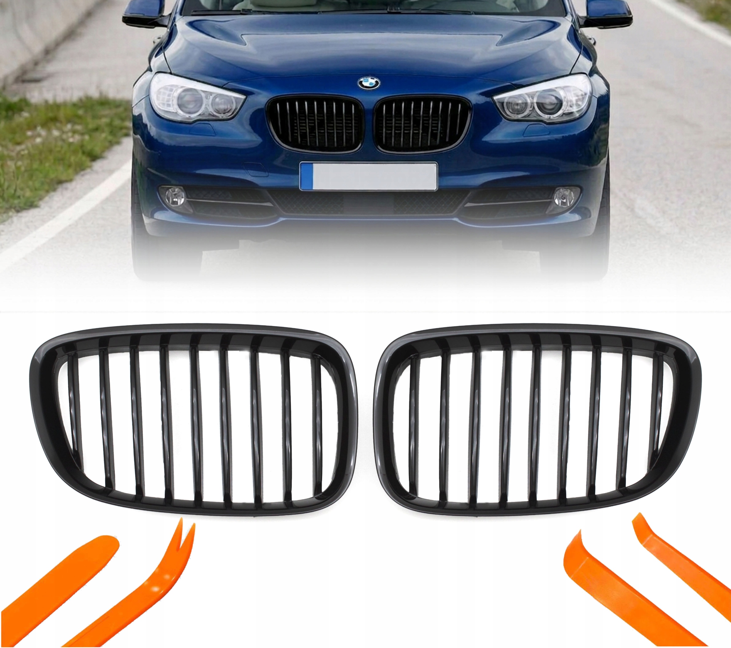 Atrapa Gril Ledviny Bmw 5 Gt F07 Gran Turismo Černý Lesk 1 Žebro 2009-