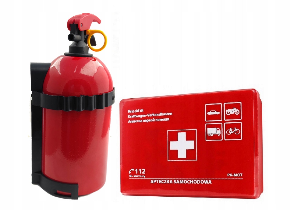 

Zestaw gaśnica samochodowa 1kg +wieszak , apteczka