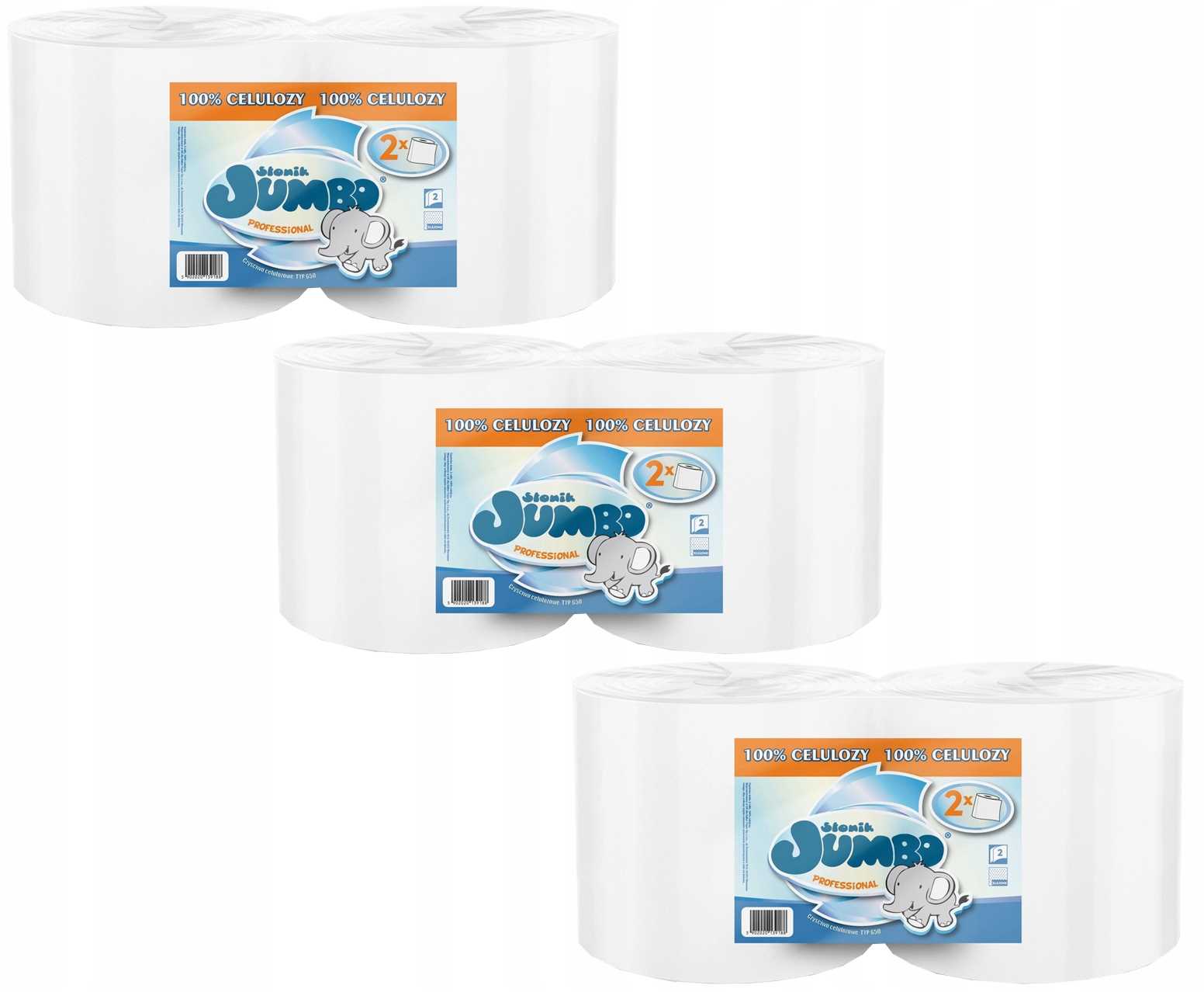 Levně Čisticí Utěrka Papírový Slon Jumbo Bílý 2 Vrstvy, Sada 6 Rolí