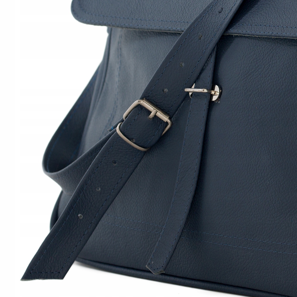 GRANATOWA TORBA SKÓRZANA TOREBKA LISTONOSZKA A4 SKÓRA NATURALNA VERA PELLE Odcień granatowy