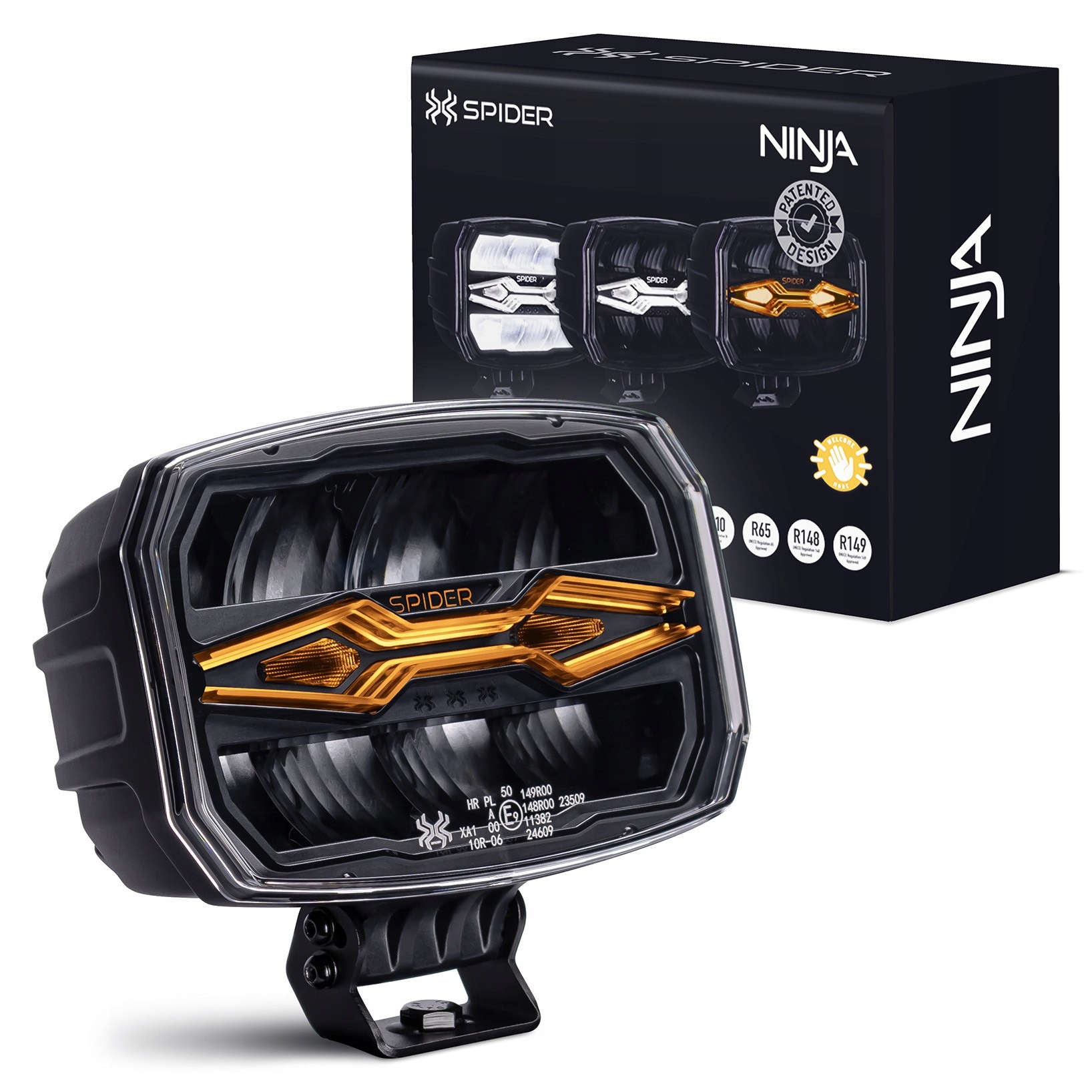 Světlomet Led silniční X-spider Ninja oválný silniční potkávací směr poz.