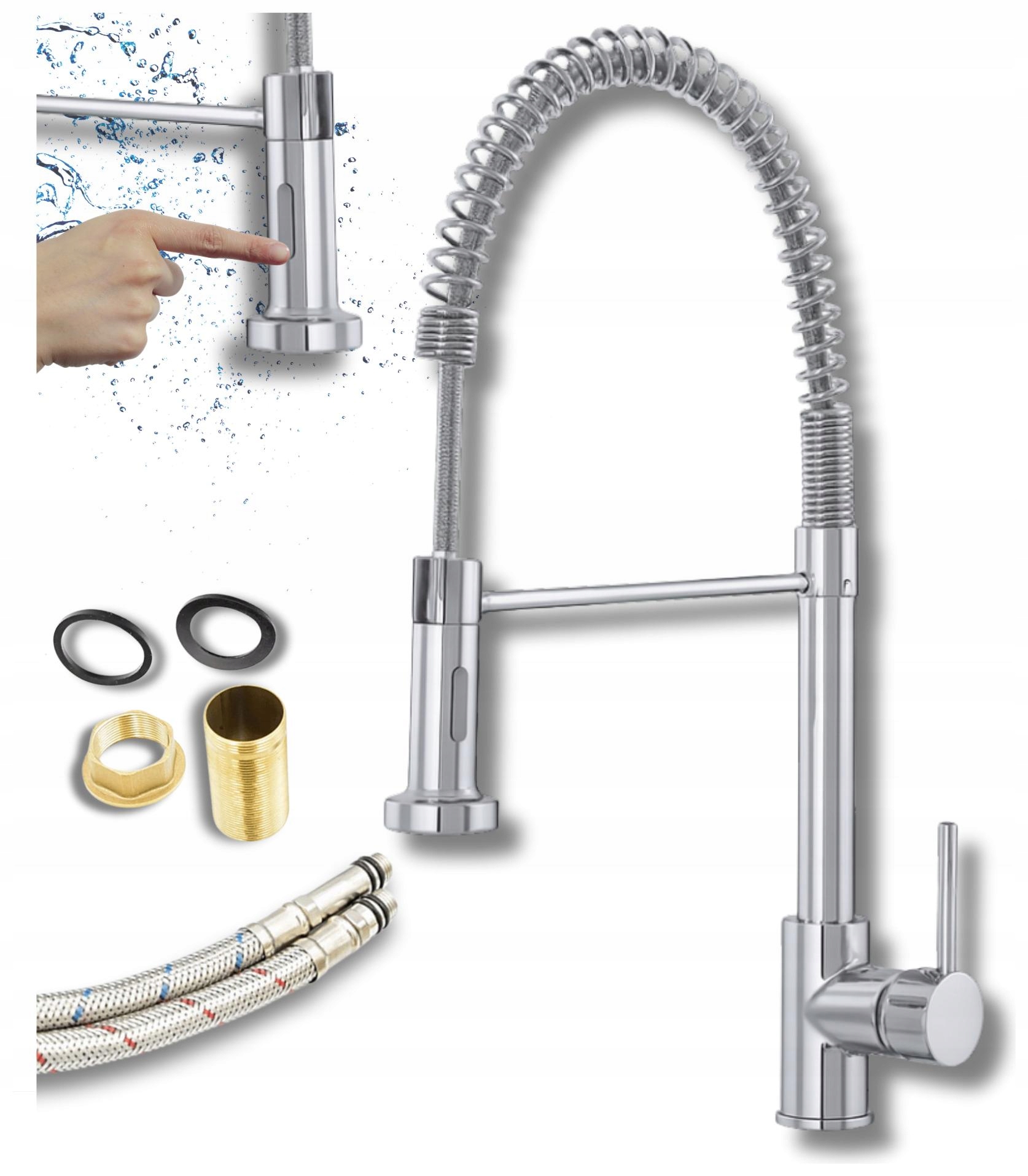 Kuchyňská baterie vytahovací sprcha Luneo, spirálová, vysoká