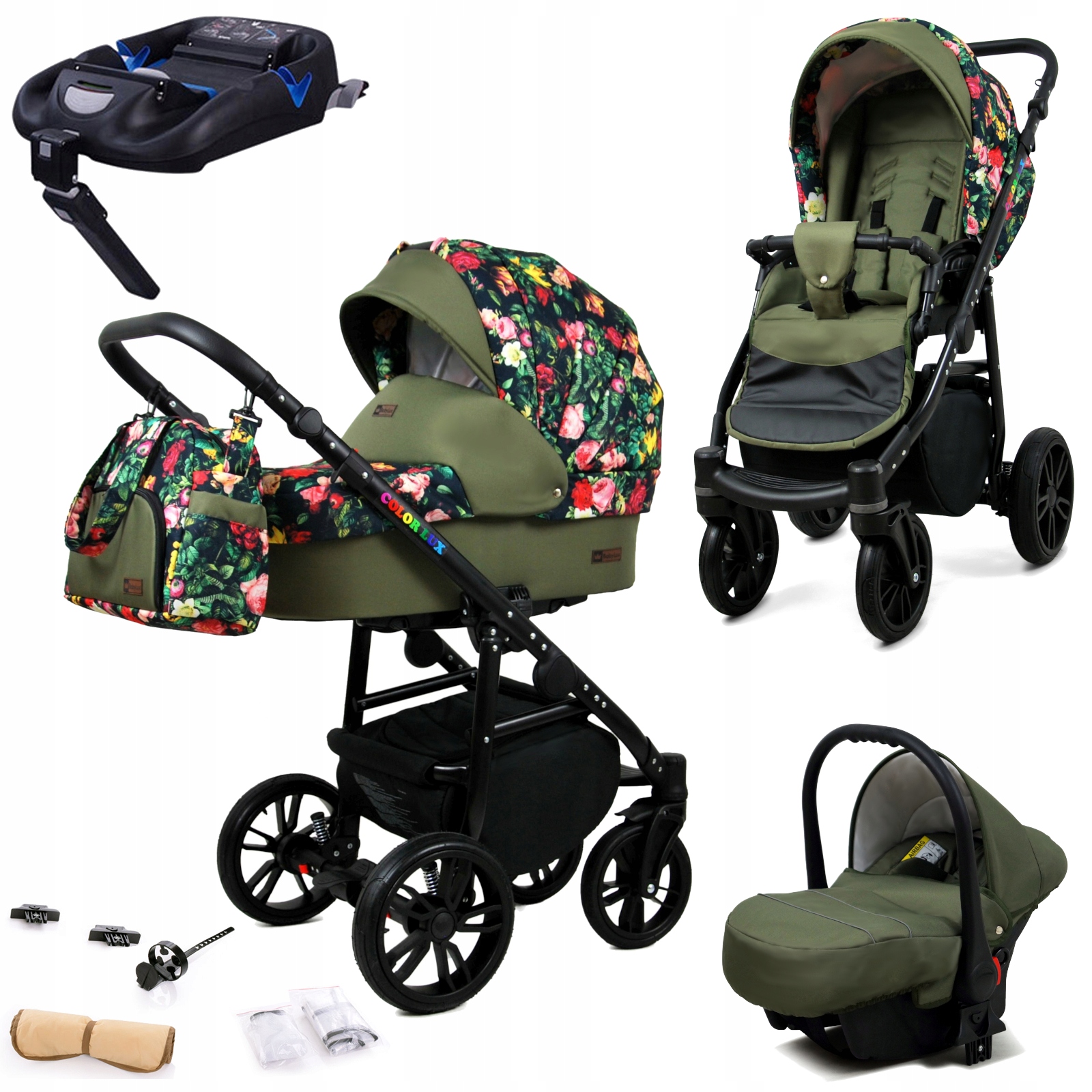 Wózek dziecięcy 4w1 BabyLux ColorLux spacerówka gondola fotelik baza Isofix
