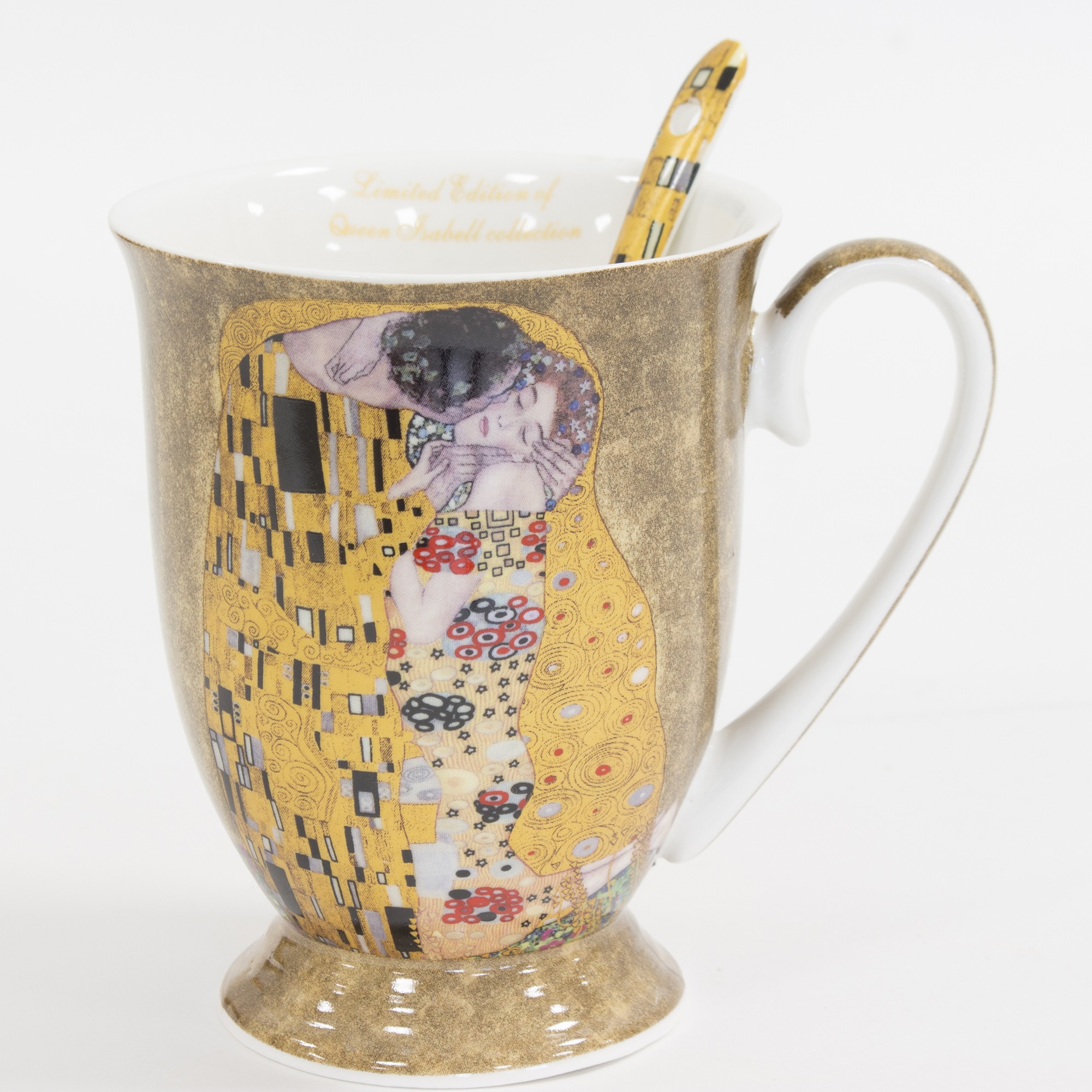 2 KUBKI +2 PORCELANOWE ŁYŻECZKI W SERCU `KOMPLET KUBKÓW KLIMT POCAŁUNEK Marka inna