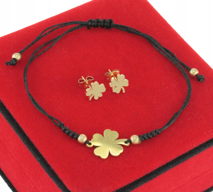 

Komplet Złoty Stal Szlachetna 316 L Koniczynki