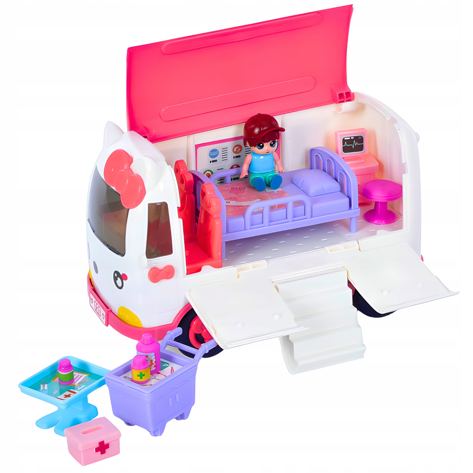 AMBULANS ROZKŁADANY KARETKA LEKARZ PACJENT + AKCESORIA Stan opakowania oryginalne