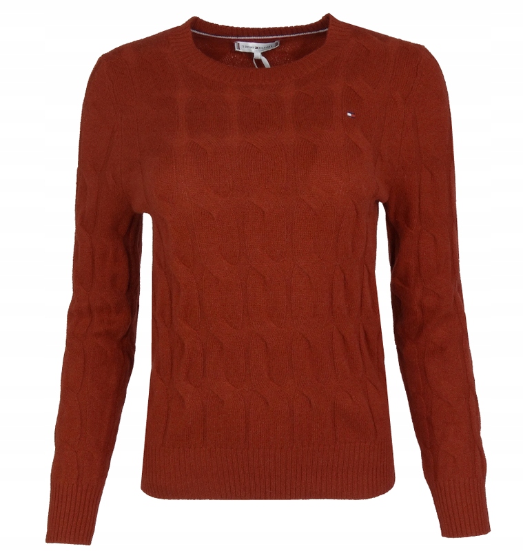 Tommy Hilfiger dámský vlněný svetr, cop, tmavě červený, M