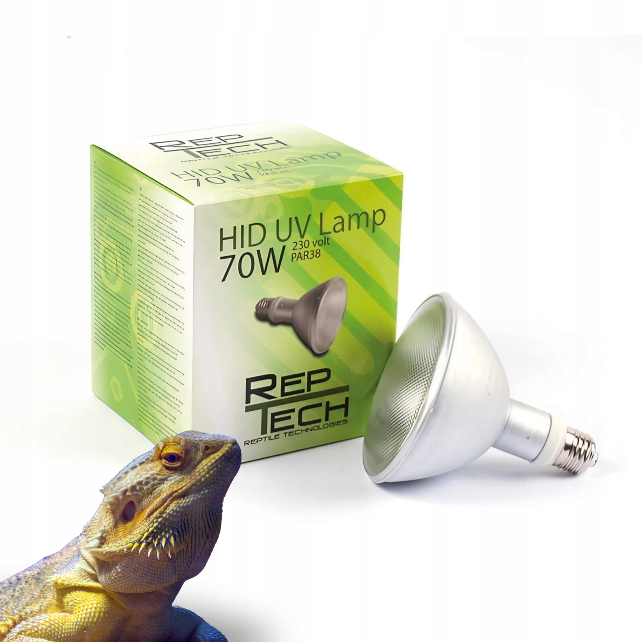 Reptech Hid Metahalogen 70W Uva Uvb topná žárovka Uvi tester