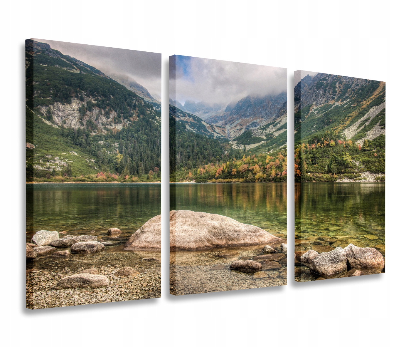 Obraz Hory Dolina Rybník Obrazy Triptyk 120x80