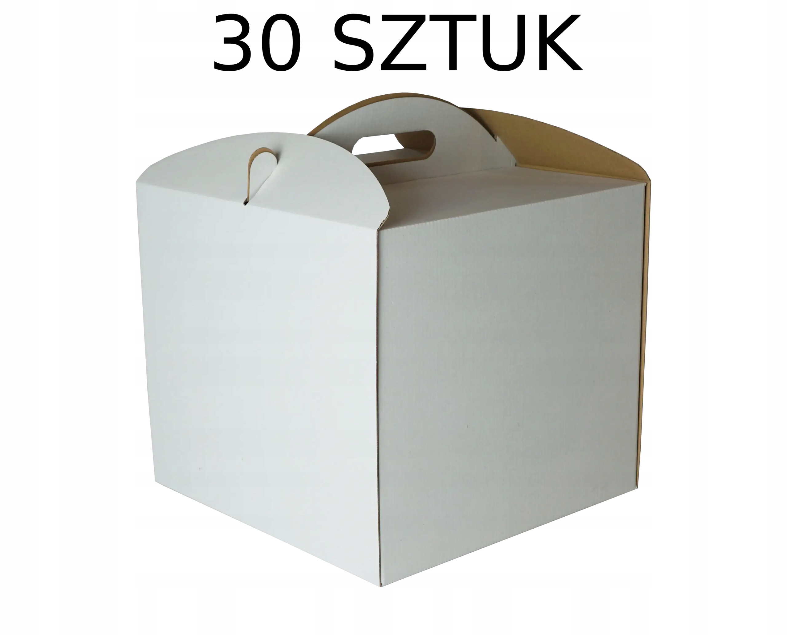 Karton Pudełko na tort ciasto 30x30x25 cm białe opakowanie 30 szt.