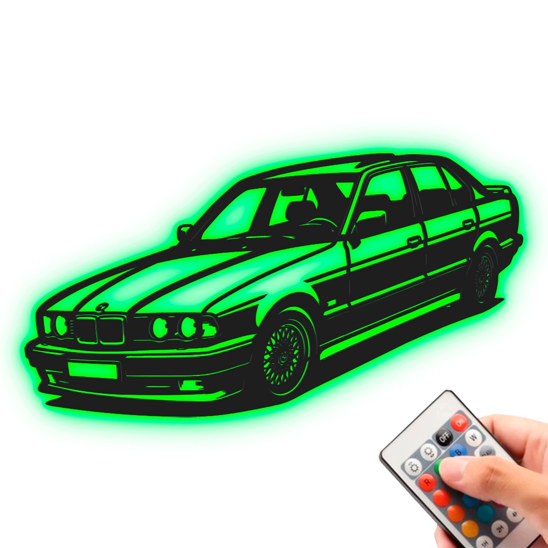 Bmw E32 Nočná Lampa Led Drevený 3D obraz Darček Rgb diaľkové ovládanie