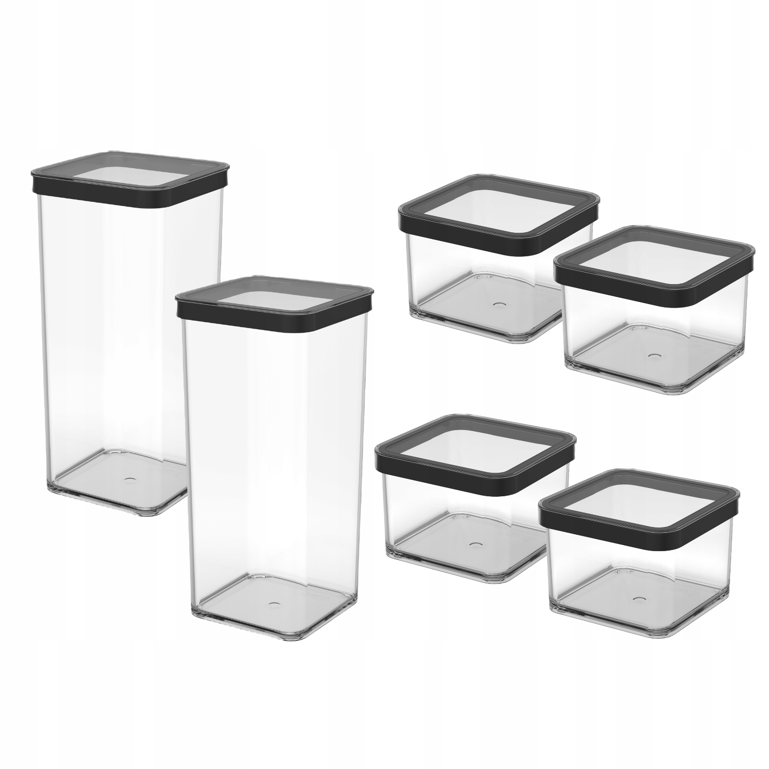 Sada 6xNádob na potraviny Rotho Loft 2x1,5L 4x0,5L Černý Obvod