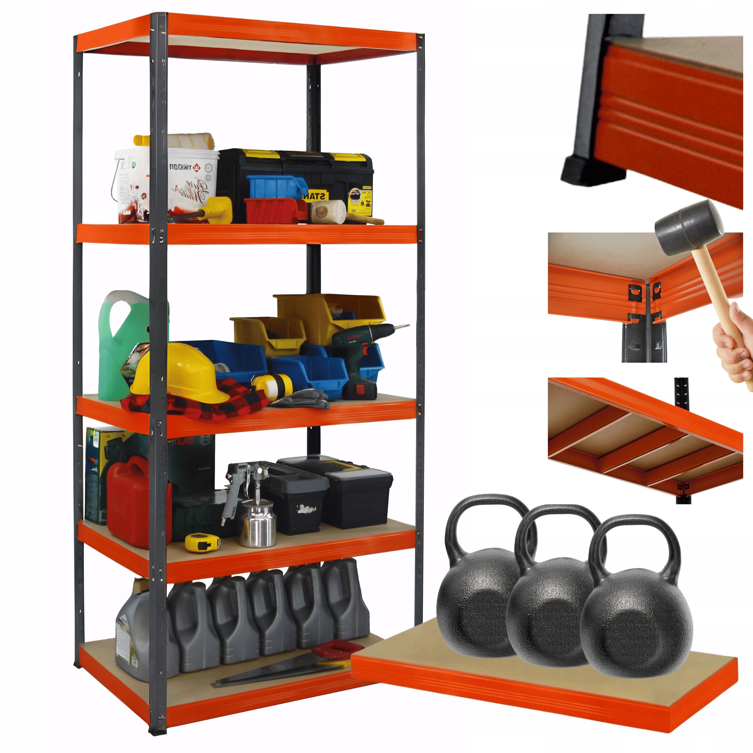 Kovový skladovací regál Helios 196x90x40 cm 5Px350 kg Poľský Trvanlivý