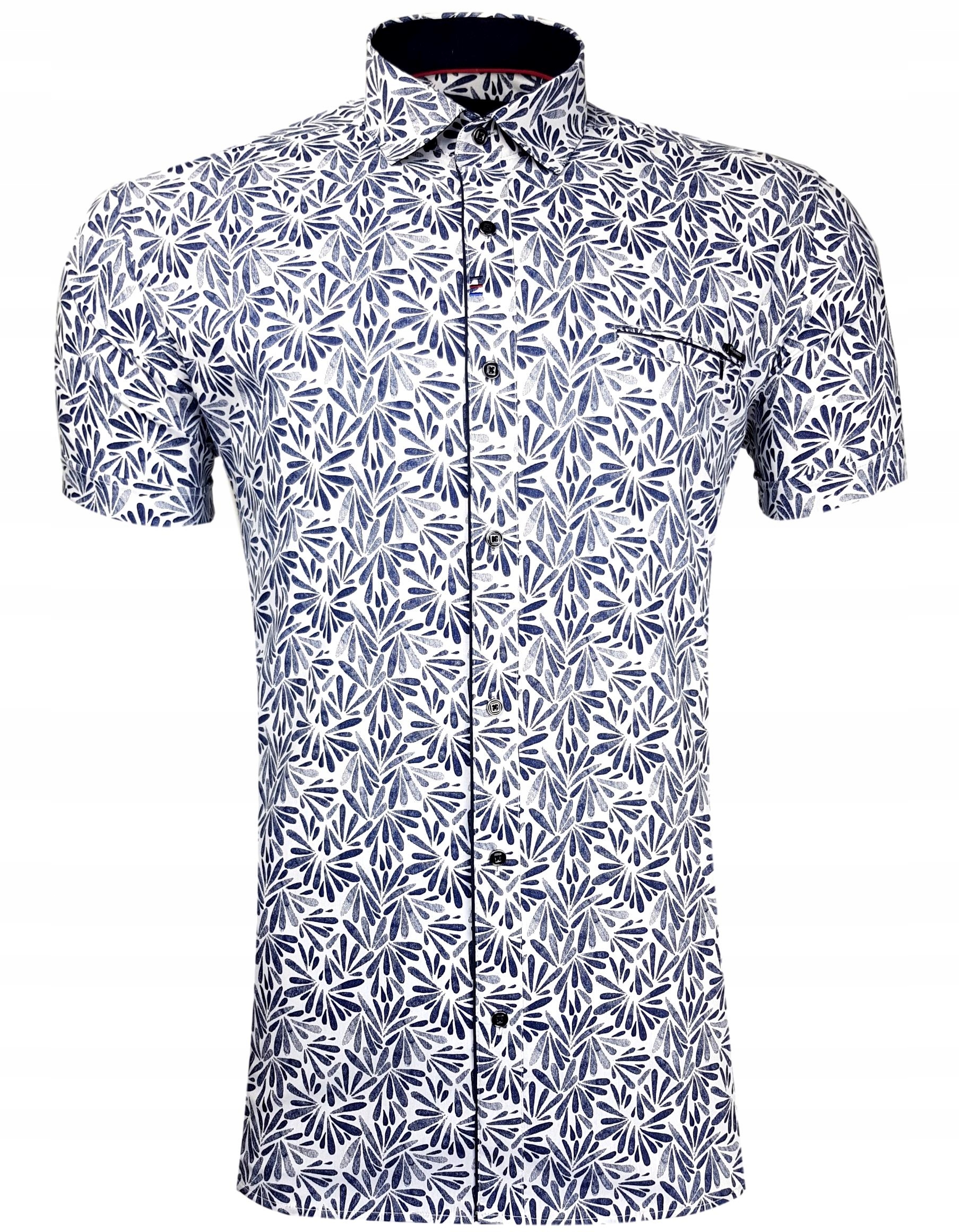 

Koszula Krótki Rękaw Slim Fit N76 Wzorki r. L