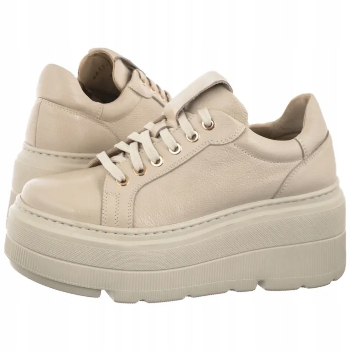 Dámské kožené polobotky na platformě Wojas Béžová 46352 Béžová