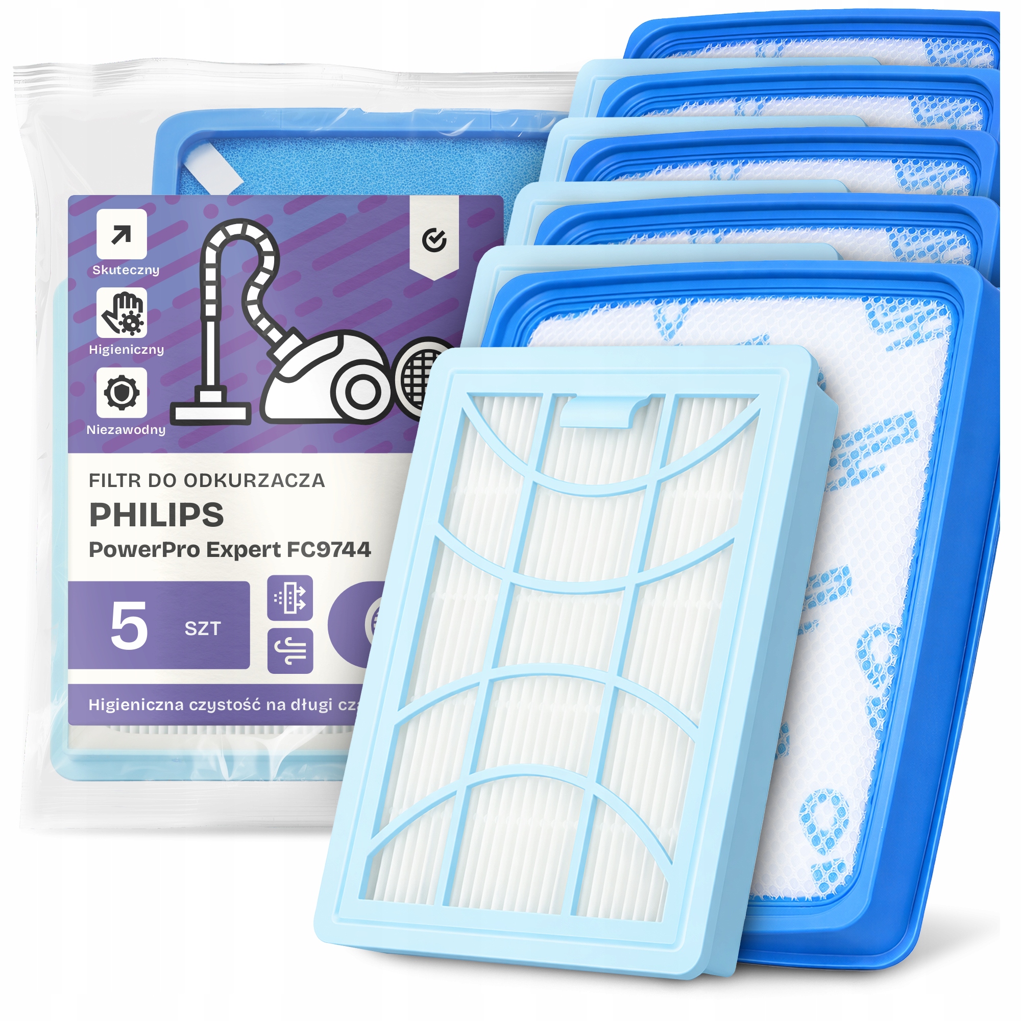 5 x Vzduchové Filtry Pro Vysavač Philips PowerPro Expert FC9744 Filtr Em-w