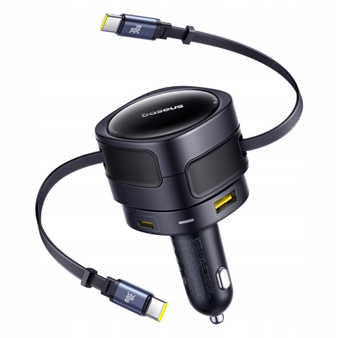 Ładowarka samochodowa Baseus Enjoyment Max 90W 2 x kabel Usb-c Usb-a Us