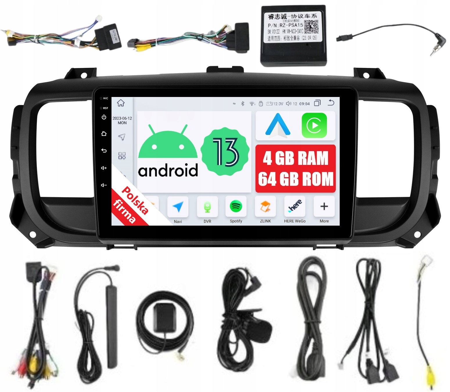 Radio 2DIN Android Citroen Jumpy III Spacetourer 4/64 Gb Dsp Lte Carplay